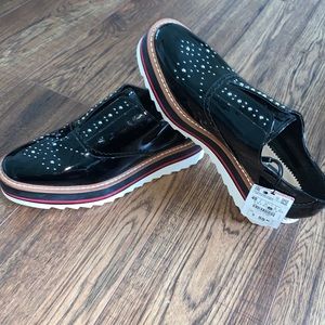 ZARA - Patent Platform Loafers with Studs SIZE 9